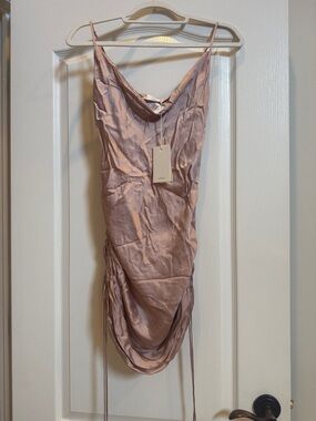 Wilfred Blush Satin Cowl Slip Mini Dress